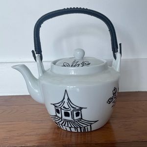 World Market Black & White Teapot